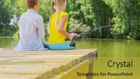  Presentation with boy scout - Colorful slides enhanced with boy scout - rear view of two children backdrop and a yellow colored foreground