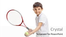  Presentation with tennis - Presentation design with boy-serving-a-tennis-ball background and a white colored foreground