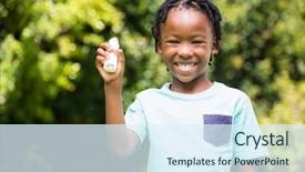  Presentation with asthma - Theme with boy showing his asthma inhaler background and a sky blue colored foreground