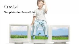  Presentation with wireless heart rate monitor - Presentation theme with boy sit on crt monitor background and a  colored foreground