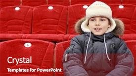 Presentation with hockey - Slide deck featuring boy sits in expectation of hockey match background and a crimson colored foreground