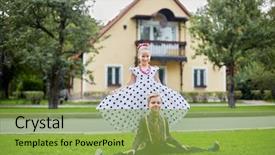  Presentation with house - Cool new PPT layouts with boy sits on side split backdrop and a yellow colored foreground