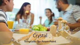  Presentation with family and school - PPT layouts featuring boy sitting at dinning table background and a  colored foreground