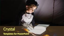  Presentation with teen tech - Presentation design consisting of boy sitting in a camp background and a tawny brown colored foreground