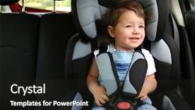  Presentation with car seat - Presentation featuring boy sitting in a car background and a dark gray colored foreground