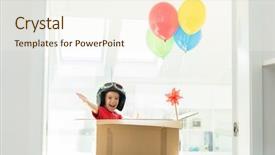  Presentation with box - Colorful slides enhanced with boy sitting in his box backdrop and a cream colored foreground