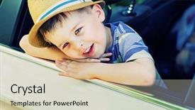  Presentation with instrument of car - Slide deck enhanced with road trips kids - little boy sitting background and a soft green colored foreground