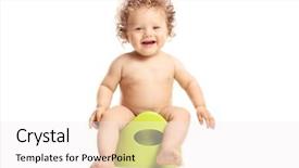  Presentation with baby sitting - PPT layouts consisting of boy sitting on a potty background and a sky blue colored foreground