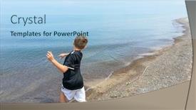  Presentation with rocks - Cool new theme with boy skipping rocks into the lake backdrop and a light blue colored foreground