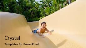  Presentation with water - Cool new presentation with boy sliding down water slide backdrop and a coral colored foreground
