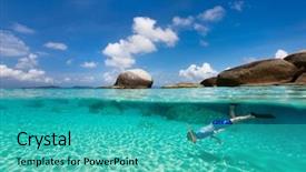  Presentation with water ocean - Slide deck consisting of boy snorkeling in turquoise ocean background and a teal colored foreground