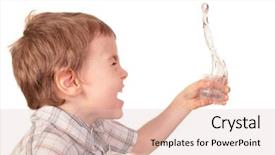  Presentation with spills - Presentation theme consisting of boy spills water from glass background and a lemonade colored foreground