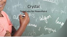  Presentation with school - Theme consisting of boy standing by greenboard background and a light gray colored foreground