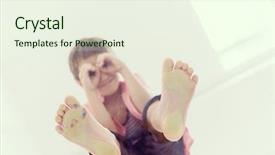  Presentation with hands down - Theme enhanced with boy standing on transparent glass background and a sky blue colored foreground