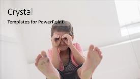  Presentation with hands down - Amazing PPT layouts having boy standing on transparent glass backdrop and a light gray colored foreground