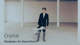  Presentation with guitar - Presentation theme with boy-stands-with-his-guitar background and a  colored foreground