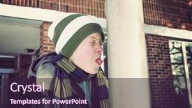  Presentation with pole - PPT theme featuring boy sticking his tongue background and a wine colored foreground