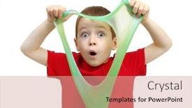  Presentation with toy - Slide set enhanced with boy-stretches-slime-toy background and a coral colored foreground