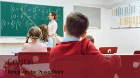  Presentation with elementary - Slide set consisting of boy student in elementary school class watching the lesson background and a tawny brown colored foreground