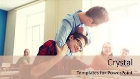  Presentation with aggression - PPT theme consisting of boy suffering of classmate mockery background and a lemonade colored foreground