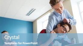  Presentation with aggression - Theme enhanced with boy suffering of classmate mockery background and a light blue colored foreground
