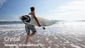  Presentation with surfing - Colorful slides enhanced with boy surfing backdrop and a gray colored foreground