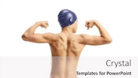  Presentation with flexing - Slide set consisting of boy-swimmer-flexing-muscles-isolated background and a lemonade colored foreground