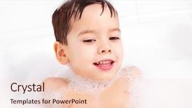  Presentation with cute - Theme having boy taking a relaxing bath background and a  colored foreground