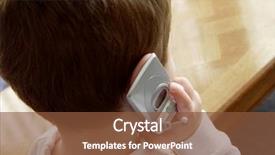  Presentation with talking on phone - Slide set having boy talking on cellular phone background and a tawny brown colored foreground