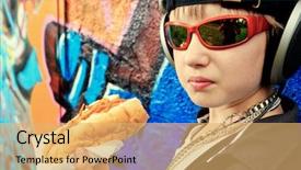  Presentation with eating - Colorful slides enhanced with boy teenager eating hot dog backdrop and a  colored foreground