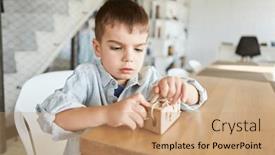  Presentation with skills - Presentation design consisting of boy-threading-a-string background and a  colored foreground
