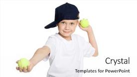  Presentation with isolation - Amazing presentation theme having boy throwing tennis balls isolation backdrop and a white colored foreground