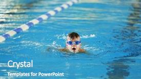  Presentation with swimming - Amazing presentation having boy training in sport swimming backdrop and a teal colored foreground