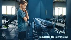  Presentation with take - Cool new PPT theme with boy-tries-to-take-heavy backdrop and a ocean colored foreground