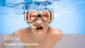  Presentation with under water - Cool new slides with boy under water in pool backdrop and a coral colored foreground