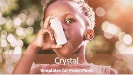  Presentation with asthma - PPT theme consisting of boy using a asthma inhalator background and a coral colored foreground