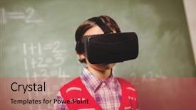  Presentation with virtual reality physical therapy - PPT theme enhanced with boy using a virtual reality background and a red colored foreground