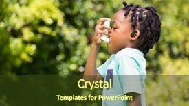  Presentation with asthma - Theme having boy using an asthma inhaler background and a tawny brown colored foreground