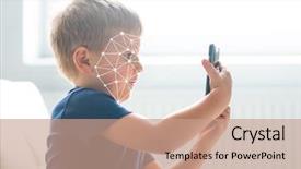  Presentation with children child kid joy faith - PPT theme enhanced with boy using face id authentication background and a coral colored foreground