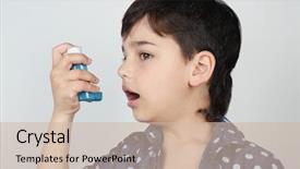  Presentation with inhaler - Amazing presentation theme having boy using inhaler during asthmatic backdrop and a soft green colored foreground
