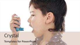  Presentation with inhaler - Beautiful slide deck featuring boy using inhaler during asthmatic backdrop and a coral colored foreground