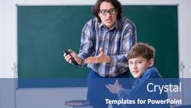  Presentation with smartphone - Theme enhanced with boy-using-smartphone-during background and a ocean colored foreground