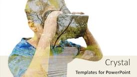  Presentation with virtual - Colorful slide deck enhanced with boy using virtual reality headset against wooden trail across countryside backdrop and a lemonade colored foreground