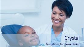  Presentation with waiting - Beautiful presentation theme featuring boy waiting for a dental backdrop and a sky blue colored foreground