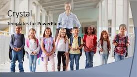  Presentation with elementary school career day and technology and black female teacher - Cool new PPT theme with boy waiting girl - elementary school teacher and her backdrop and a mint green colored foreground