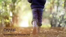  Presentation with healthy lifestyle - Audience pleasing PPT theme consisting of boy walking on country footpath backdrop and a coral colored foreground