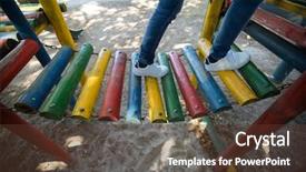  Presentation with jungle - Colorful PPT theme enhanced with boy walking on jungle gym backdrop and a  colored foreground