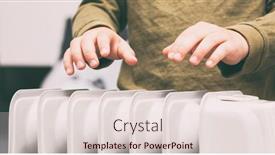  Presentation with electric - PPT theme enhanced with boy-warms-hands-above background and a lemonade colored foreground