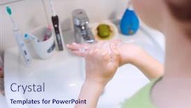  Presentation with bathroom - Presentation design featuring boy-washing-his-hands-thoroughly background and a sky blue colored foreground