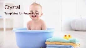  Presentation with baby bath - Slide set consisting of boy washing in bath basin background and a lemonade colored foreground